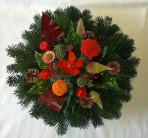 Oranžovobordový okrúhly aranžmán