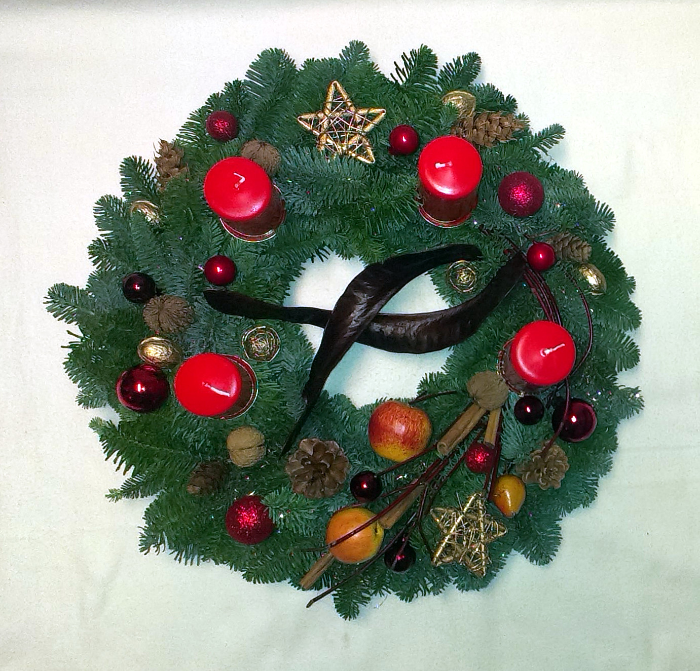 Červenozlatohnedý veľký adventný veniec